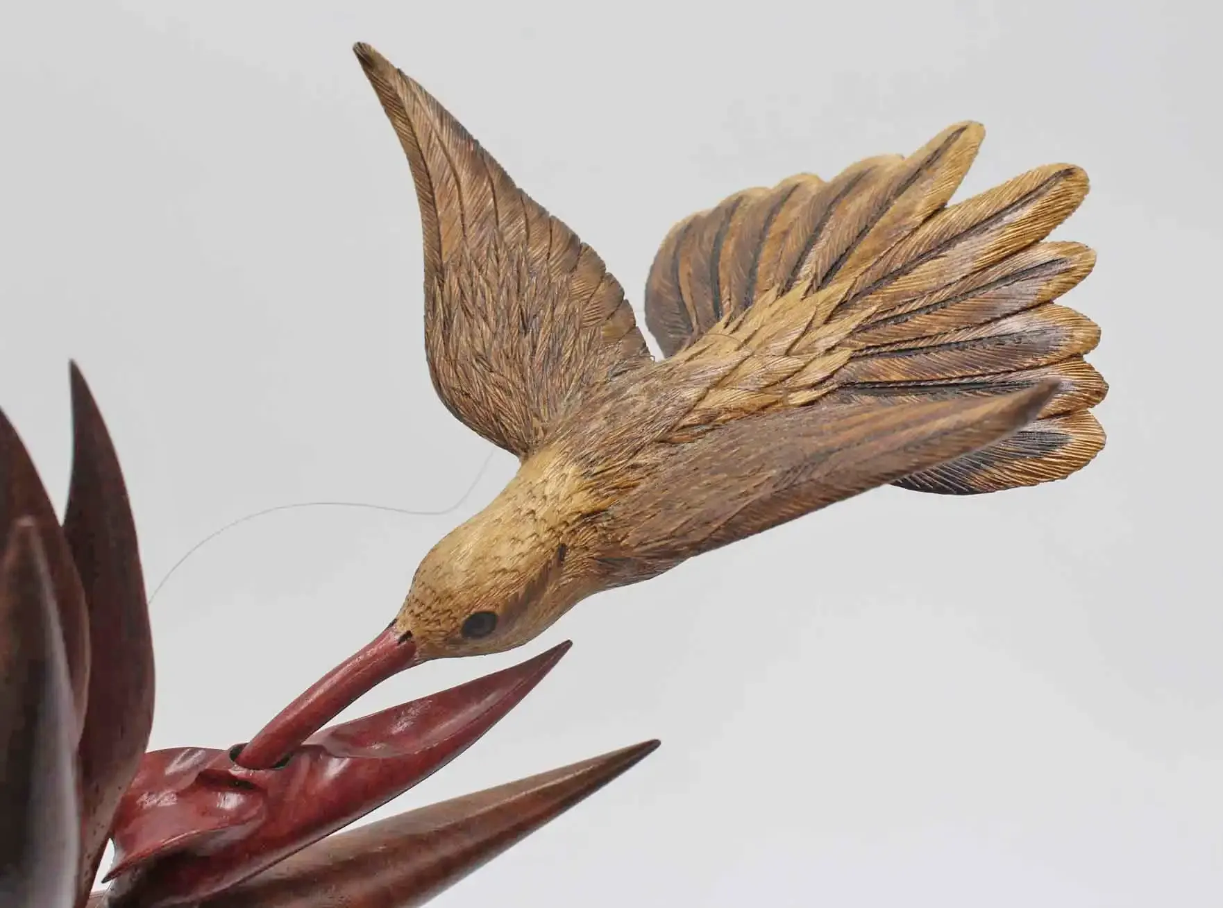 Hummingbird woodcarving sculpture